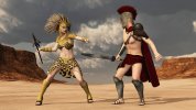 Amazon queen Penthesilea fights against the Greek hero Achilles.jpg