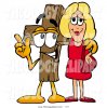 clip-art-of-a-happy-wooden-cross-mascot-cartoon-character-talking-to-a-pretty-blond-woman-by-t...jpg